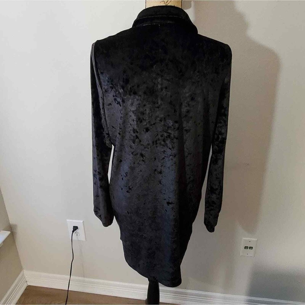 Shimera Black Velvet Dress Long Sleeve‎ Pockets Casual Comfy Party Size Small - Picture 3 of 7
